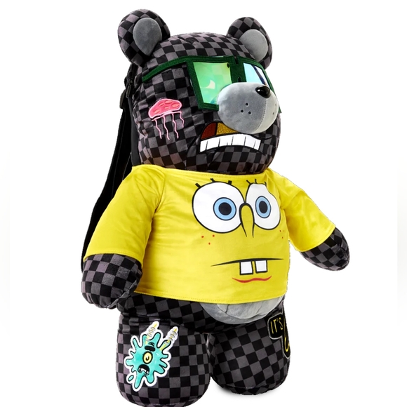 🩷SPRAYGROUND🩷😊 Spongebob😊 SquarePants Money Bear Backpack,grey checker pants - Picture 6 of 15
